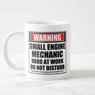 Caneca De Café Grande Aviso sobre Duro Mecânico De Pequeno Motor No Trab