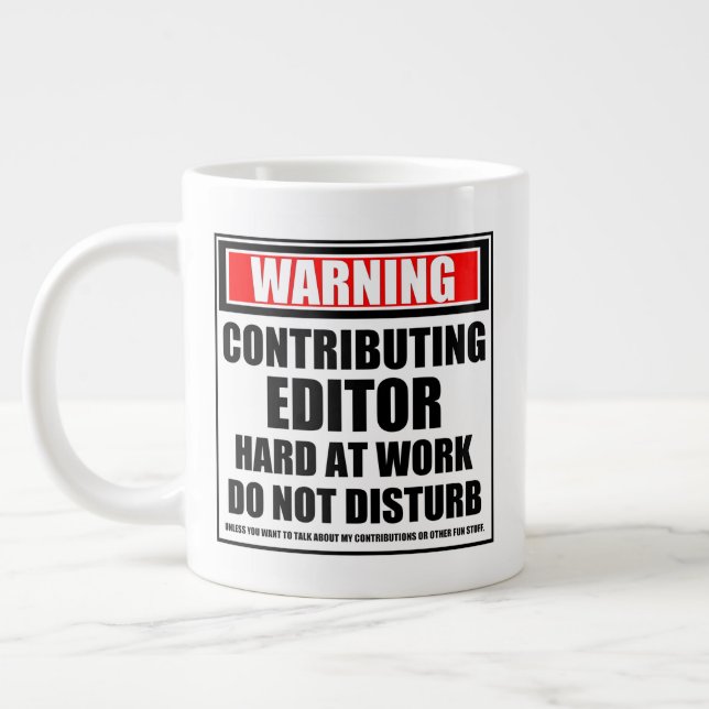 Caneca De Café Grande Aviso sobre o Duro do Editor Contribuinte no Traba (Esquerda)