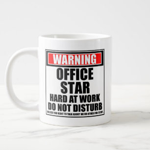 Caneca De Café Grande Aviso sobre o Duro do Office Star no Trabalho Não