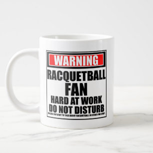 Caneca De Café Grande Aviso sobre o Duro do ventilador do Racquetball no