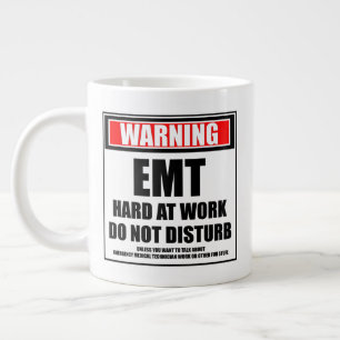 Caneca De Café Grande Aviso sobre o Duro EMT no Trabalho Não Incomodar