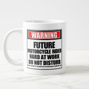 Caneca De Café Grande Aviso sobre o futuro Duro do motociclo no trabalho