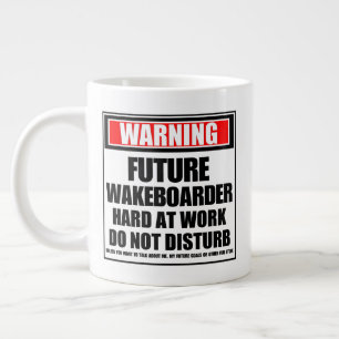 Caneca De Café Grande Aviso sobre o futuro Duro do Wakeboard no trabalho