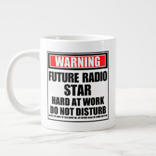 Caneca De Café Grande Aviso sobre o futuro Duro Rádio Star no Trabalho