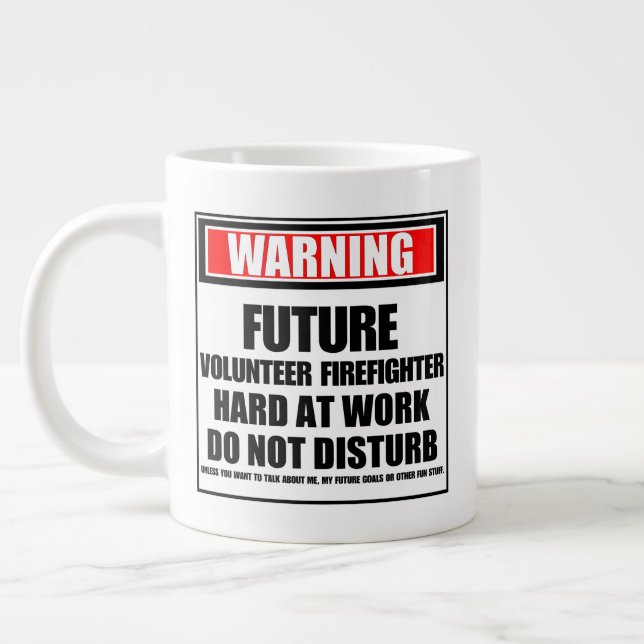 Caneca De Café Grande Aviso sobre o futuro Duro Voluntário de Bombeiros  (Esquerda)