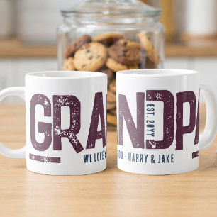 Caneca De Café Grande Avô Angustiado Ama Você Ano Est Plum Blue