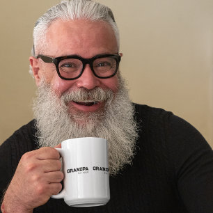 Caneca De Café Grande Avô Fundado texto preto ano est. dois tons