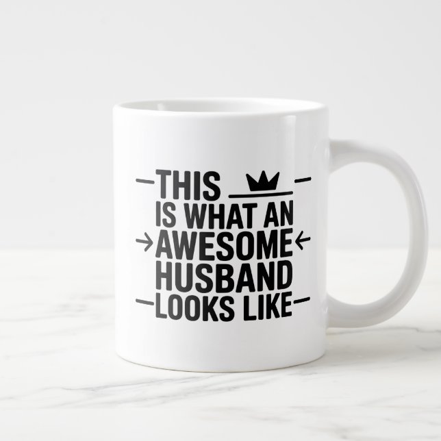 Caneca De Café Grande Awesome Husband Graphic Typography (Direita)