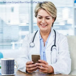 Caneca De Café Grande Azul com risca executiva