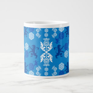 Caneca De Café Grande Azul e Branco Escocês