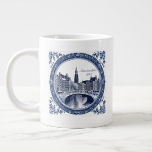 Caneca De Café Grande Azul Personalizado Delft Amsterdã Lembrança