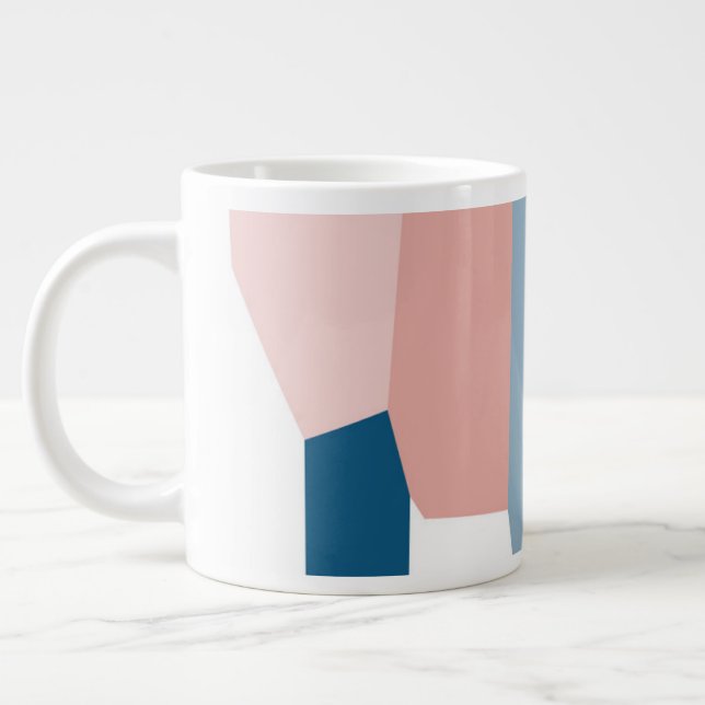 Caneca De Café Grande Azul rosa e branco (Esquerda)