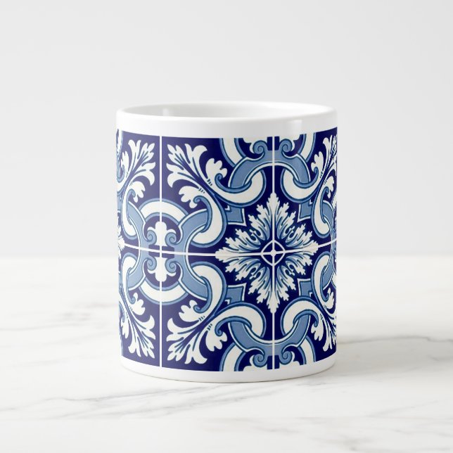 Caneca De Café Grande Azulejo azul português (Frente)