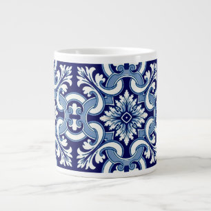 Caneca De Café Grande Azulejo azul português