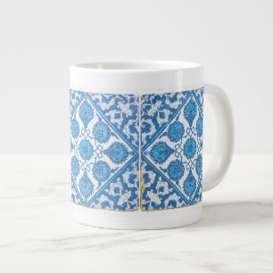 Caneca De Café Grande Azulejo Falso Delft Cornflowers Azul Branco