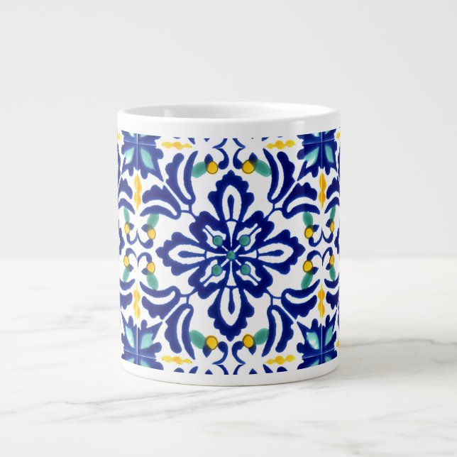 Caneca De Café Grande Azulejo mexicano Talavera Terracotta nº 10 (Frente)