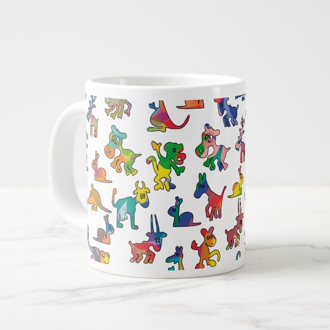 Caneca De Café Grande Azulejos-Padrão de abstrato (Frente Esquerda)