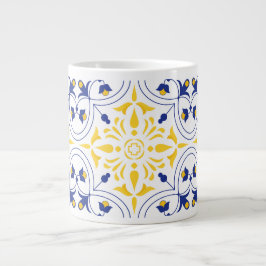Caneca De Café Grande Azure Bloom Cross Yellow