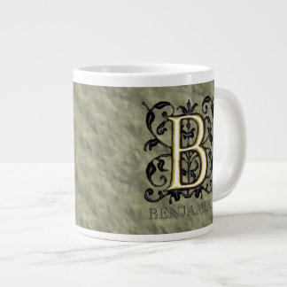 Caneca De Café Grande B - Monograma de Vintage em relevo