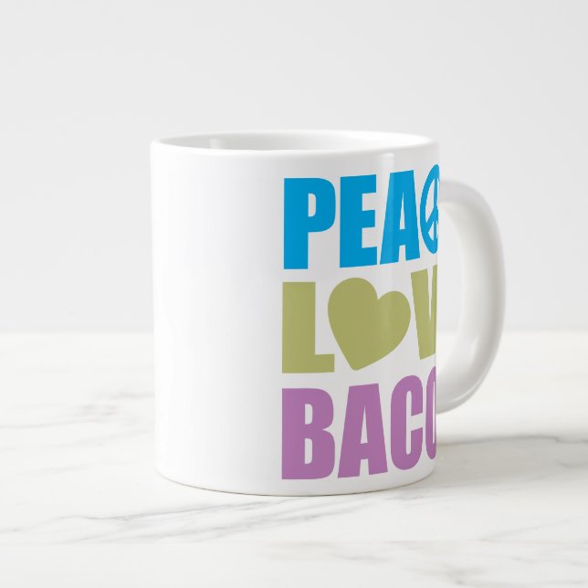 Caneca De Café Grande Bacon de Amor pela Paz (Frente Esquerda)
