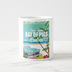 Caneca De Café Grande Baía dos Porcos, poster de férias na praia em Cu