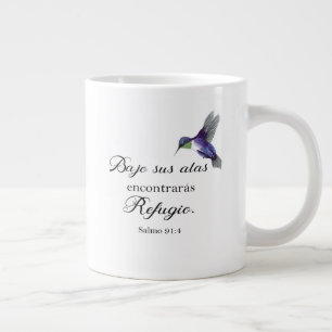 Caneca De Café Grande Bajo sus alas Salmo 91 bíblia verso espanhol