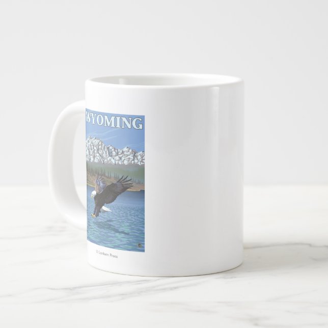 Caneca De Café Grande Bald Eagle Diving - Wyoming (Frente Esquerda)