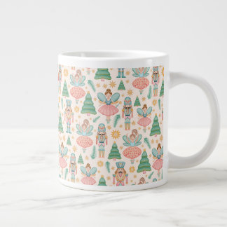Caneca De Café Grande Balé e Fadas de Nozes em Fundo de Creme