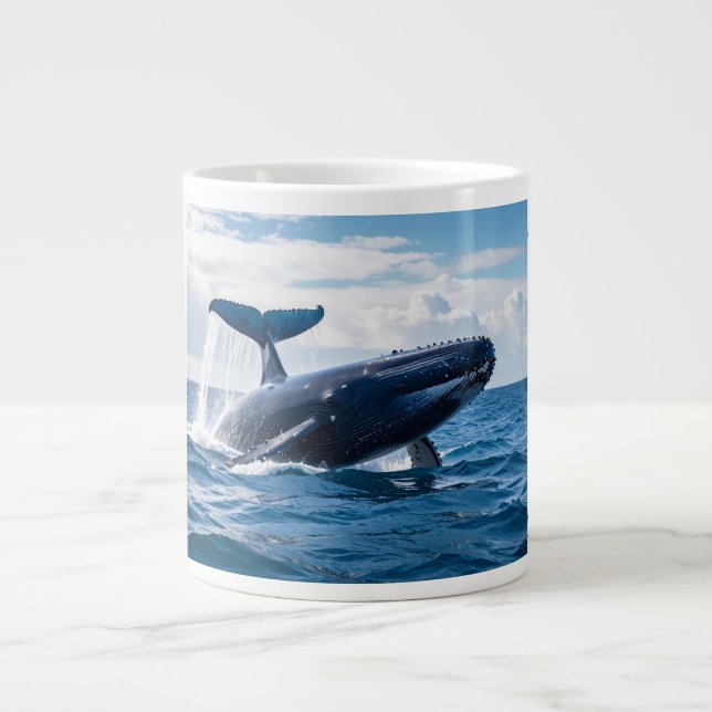 Caneca De Café Grande baleia azul (Frente)