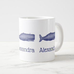 Caneca De Café Grande Baleia Estilizada do século XIX #1 N Azul