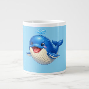 Caneca De Café Grande Baleia Fofa com Olhos Grandes Ilustração de Animal