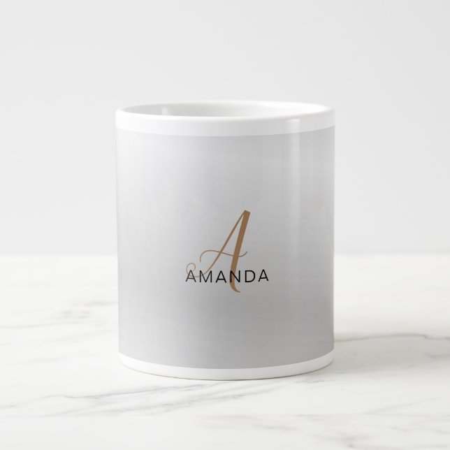 Caneca De Café Grande Banda de monograma profissional ADICIONAR SEU NOME (Frente)