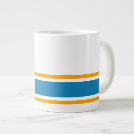 Caneca De Café Grande Bandas-Base Amarelas do Oceano Azul em Branco