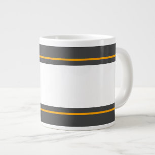 Caneca De Café Grande Bandas de Cinzas brancas amarelas escuras, largas