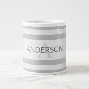 Caneca De Café Grande Bandas de Ombre Silver Faux Contemporâneas e Cinza