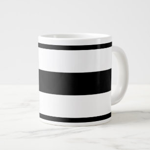 Caneca De Café Grande Bandas Horizontais Brancas Pretas E Brancas