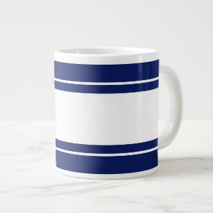 Caneca De Café Grande Bandas Marinhos brancas brancas, azuis e coloridas