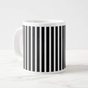 Caneca De Café Grande Bandas Verticais Pretas e Brancas