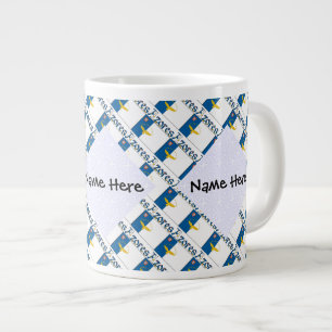 Caneca De Café Grande Bandeira Açoriana Azores Nome Personalizado em Mos
