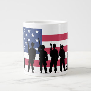 Caneca De Café Grande Bandeira americana colorida com silhueta dos
