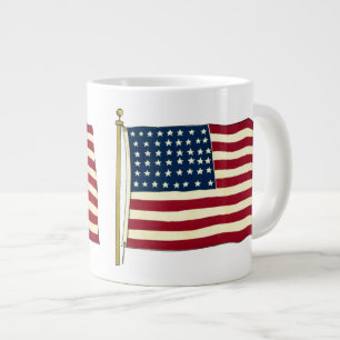Caneca De Café Grande Bandeira Americana Patriótica Vintage, Quatro de J