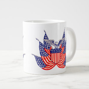 Caneca De Café Grande Bandeira Americana Patriótica Vintage, Quatro de J
