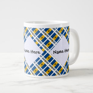 Caneca De Café Grande Bandeira Barbariana de Barbados Nome Personalizado