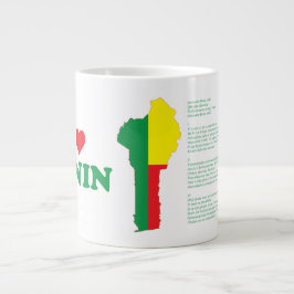Caneca De Café Grande Bandeira Benim No Mapa Do País