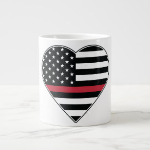 Caneca De Café Grande Bandeira Coração Linha Vermelha