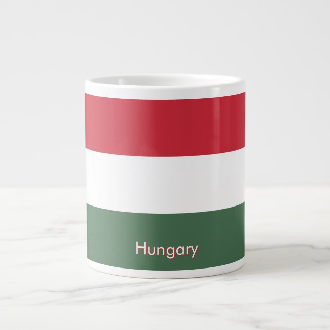 Caneca De Café Grande Bandeira da Hungria personalizada  (Frente)