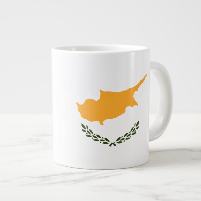 Caneca De Café Grande bandeira de Chipre (Frente Esquerda)