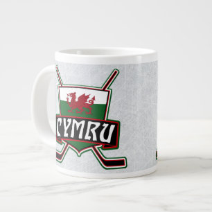 Caneca De Café Grande Bandeira de Hóquei no Gelo País de Gales