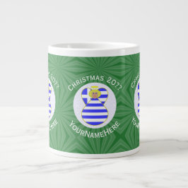 Caneca De Café Grande Bandeira de Natal Personalizada Anjo Loiro Grego