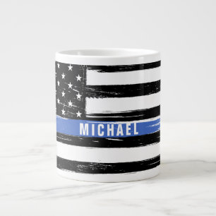 Caneca De Café Grande Bandeira de Polícia Thin Blue Line Personalizada G
